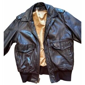 VINTAGE 1980s Schott NYC Men’s Brown Leather Jacket 40 Flight Bomber Made In USA